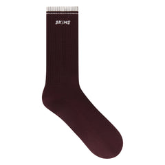 RIBBED CREW LOGO SOCK 3-PACK | CURRANT SNOW MULTI ON A MODEL | FOCUS: 0.0, 1.0, 0.9