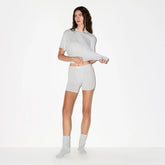 BOYFRIEND BOXER | LIGHT HEATHER GREY ON A MODEL FRONT VIEW @ | FOCUS: 0.0, 1.0, 0.9