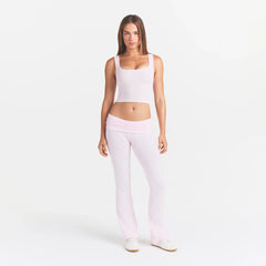 COTTON RIB TANK | CHERRY BLOSSOM ON A MODEL FRONT VIEW @ | FOCUS: 0.0, 1.0, 0.9