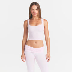 COTTON RIB TANK | CHERRY BLOSSOM ON A MODEL FRONT VIEW @ | FOCUS: 0.0, 1.0, 0.9