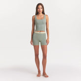 COTTON RIB TANK | MINERAL ON A MODEL FRONT VIEW @ | FOCUS: 0.0, 1.0, 0.9