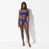 ICONIC SWIM HIGH LEG BIKINI BOTTOM | COBALT ON A MODEL FRONT VIEW @ | FOCUS: 0.0, 1.0, 0.9