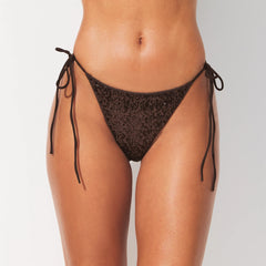 ICONIC SWIM SEQUIN BIKINI BOTTOM | ESPRESSO ON A MODEL FRONT VIEW @ | FOCUS: 0.0, 1.0, 0.9