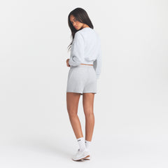 COTTON RIB LOOSE BOXER | LIGHT HEATHER GREY ON A MODEL SIDE VIEW