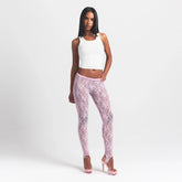 STRETCH LACE STIRRUP LEGGING | BABY PINK ON A MODEL FRONT VIEW @ | FOCUS: 0.0, 1.0, 0.9
