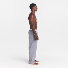 COTTON POPLIN MENS LOGO BAND SLEEP PANT | FULL MOON CHECK ON A MODEL SIDE VIEW @ | FOCUS: 0.0, 1.0, 0.9
