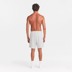 JERSEY LOUNGE MENS RELAXED SHORT | CHALK HEATHER ON A MODEL BACK VIEW @ | FOCUS: 0.0, 1.0, 0.9
