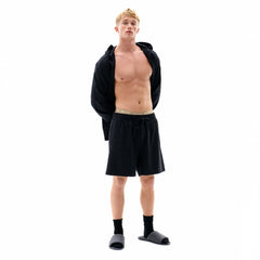 JERSEY LOUNGE MENS SHORT | OBSIDIAN ON A MODEL FRONT VIEW CAMPAIGN IMAGERY @ | FOCUS: 0.0, 1.0, 0.9