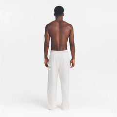JERSEY LOUNGE MENS RELAXED STRAIGHT LEG PANT | CHALK HEATHER ON A MODEL BACK VIEW @ | FOCUS: 0.0, 1.0, 0.9