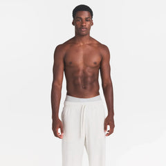 JERSEY LOUNGE MENS RELAXED STRAIGHT LEG PANT | CHALK HEATHER ON A MODEL FRONT VIEW @ | FOCUS: 0.0, 1.0, 0.9