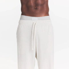 JERSEY LOUNGE MENS RELAXED STRAIGHT LEG PANT | CHALK HEATHER ON A MODEL FRONT VIEW @ | FOCUS: 0.0, 1.0, 0.9