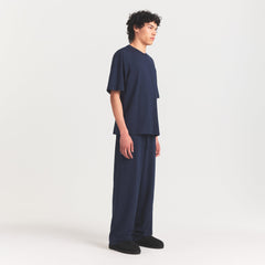 JERSEY LOUNGE MENS RELAXED STRAIGHT LEG PANT | NAVY ON A MODEL FRONT VIEW @ | FOCUS: 0.0, 1.0, 0.9