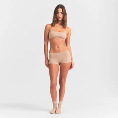EVERYDAY COTTON SCOOP BRALETTE | CLAY HEATHER ON A MODEL FRONT VIEW @ | FOCUS: 0.0, 1.0, 0.9