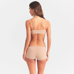 EVERYDAY COTTON SCOOP BRALETTE | CLAY HEATHER ON A MODEL SIDE VIEW @ | FOCUS: 0.0, 1.0, 0.9