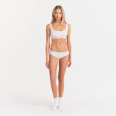 LIGHTWEIGHT COTTON LACE SCOOP BRALETTE | SNOW ON A MODEL FRONT VIEW @ | FOCUS: 0.0, 1.0, 0.9
