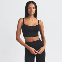 NikeSKIMS MATTE CAMI BRA TOP | OBSIDIAN ON A MODEL FRONT VIEW