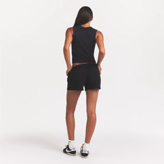 COTTON FLEECE CLASSIC SHORT | ONYX ON A MODEL BACK VIEW @ | FOCUS: 0.0, 1.0, 0.9