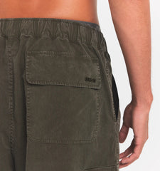 WOVEN MENS RELAXED CARGO SHORT | JUNGLE ON A MODEL BACK VIEW @ | FOCUS: 0.0, 1.0, 0.9