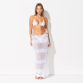 SWIM COVER-UPS CROCHET LONG SKIRT | SNOW ON A MODEL FRONT VIEW @ | FOCUS: 0.0, 1.0, 0.9