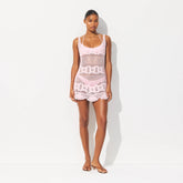 SWIM COVER-UPS CROCHET MINI TANK DRESS | CHERRY BLOSSOM ON A MODEL FRONT VIEW
