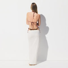 COTTON JERSEY COVER-UPS TIE SARONG | EGRET ON A MODEL FRONT VIEW @ | FOCUS: 0.0, 1.0, 0.9