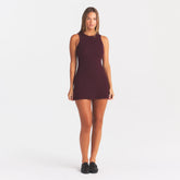 COTTON RIB TANK DRESS | CURRANT ON A MODEL | FOCUS: 0.0, 1.0, 0.9