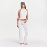 NikeSKIMS MATTE MOCK NECK RACER TANK | IVORY ON A MODEL
