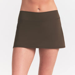 NikeSKIMS MATTE SKORT | NSKM DARK SEPIA ON A MODEL