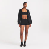 NikeSKIMS STUDIO STRETCH DIP FRONT 2" SHORT | OBSIDIANON A MODEL FRONT
