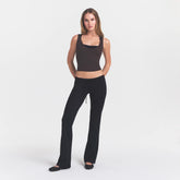 NikeSKIMS STUDIO STRETCH PLUNGE TANK | DARK ROASTON A MODEL FRONT