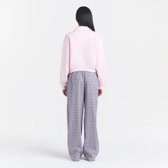 COTTON FLEECE POLO SWEATSHIRT | CHERRY BLOSSOM ON A MODEL FRONT VIEW @ | FOCUS: 0.0, 1.0, 0.9