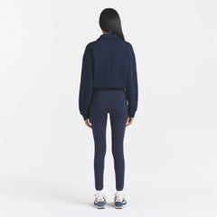 COTTON FLEECE POLO SWEATSHIRT | NAVY ON A MODEL FRONT VIEW @ | FOCUS: 0.0, 1.0, 0.9