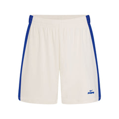 NikeSKIMS STRETCH KNIT DOLPHIN SHORT | NSKM ACTV IVORY/NSKM COBALT FLAT ON A WHITE BACKGROUND | FLT