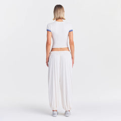 NikeSKIMS STRETCH KNIT BALLOON PANT | IVORY ON A MODEL FRONT VIEW @ | FOCUS: 0.0, 1.0, 0.9