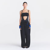 NikeSKIMS STRETCH NYLON OVERSIZED PANT | OBSIDIAN ON A MODEL FRONT VIEW