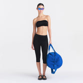NikeSKIMS SATIN SHINE BANDEAU BRA | OBSIDIAN ON A MODEL FRONT VIEW @ | FOCUS: 0.0, 1.0, 0.9