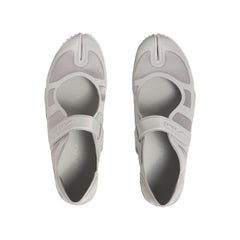 NikeSKIMS FOOTWEAR RIFT SATIN | LT BONE FLAT ON A WHITE BACKGROUND | FLT