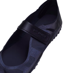 NikeSKIMS FOOTWEAR RIFT SATIN | NAVY FLAT ON A WHITE BACKGROUND