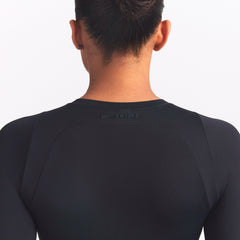 NikeSKIMS AIRY CREWNECK LONG SLEEVE ONE PIECE | OBSIDIAN ON A MODEL SIDE VIEW @ | FOCUS: 0.0, 1.0, 0.9