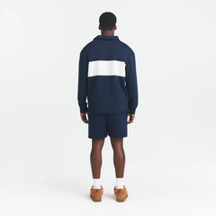 FLEECE LOUNGE MENS RUGBY POLO | NAVY ON A MODEL BACK VIEW @ | FOCUS: 0.0, 1.0, 0.9
