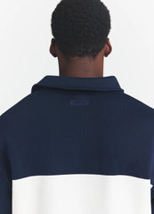 FLEECE LOUNGE MENS RUGBY POLO | NAVY ON A MODEL BACK VIEW @ | FOCUS: 0.0, 1.0, 0.9
