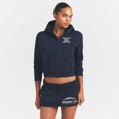 BOYFRIEND FLEECE ZIP UP HOODIE | NAVY HIDDEN HILLS ON A MODEL FRONTVIEW @ | FOCUS: 0.0, 1.0, 0.9