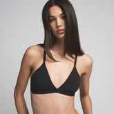 FITS EVERYBODY RACERBACK PLUNGE BRALETTE | ONYX ON A MODEL SIDE VIEW | FOCUS: 0.0, 1.0, 0.9