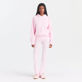 COTTON FLEECE CLASSIC HOODIE | CHERRY BLOSSOM ON A MODEL FRONT VIEW @ | FOCUS: 0.0, 1.0, 0.9