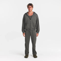 FLEECE LOUNGE MENS RELAXED ZIP UP HOODIE | JUNGLE ON A MODEL FRONT VIEW @ | FOCUS: 0.0, 1.0, 0.9