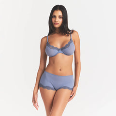 FITS EVERYBODY LACE BOY SHORT | SLATE TONAL ON A MODEL | FLT@ | FOCUS: 0.0, 1.0, 0.9