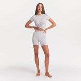 COTTON RIB BOXER | LIGHT HEATHER GREY ON A MODEL FRONT VIEW @ | FOCUS: 0.0, 1.0, 0.9