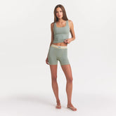 COTTON RIB BOXER | MINERAL ON A MODEL FRONT VIEW