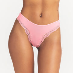 FITS EVERYBODY LACE CHEEKY TANGA 5-PACK | PIN DOT MULTI ON A MODEL FRONT VIEW @ | FOCUS: 0.0, 1.0, 0.9