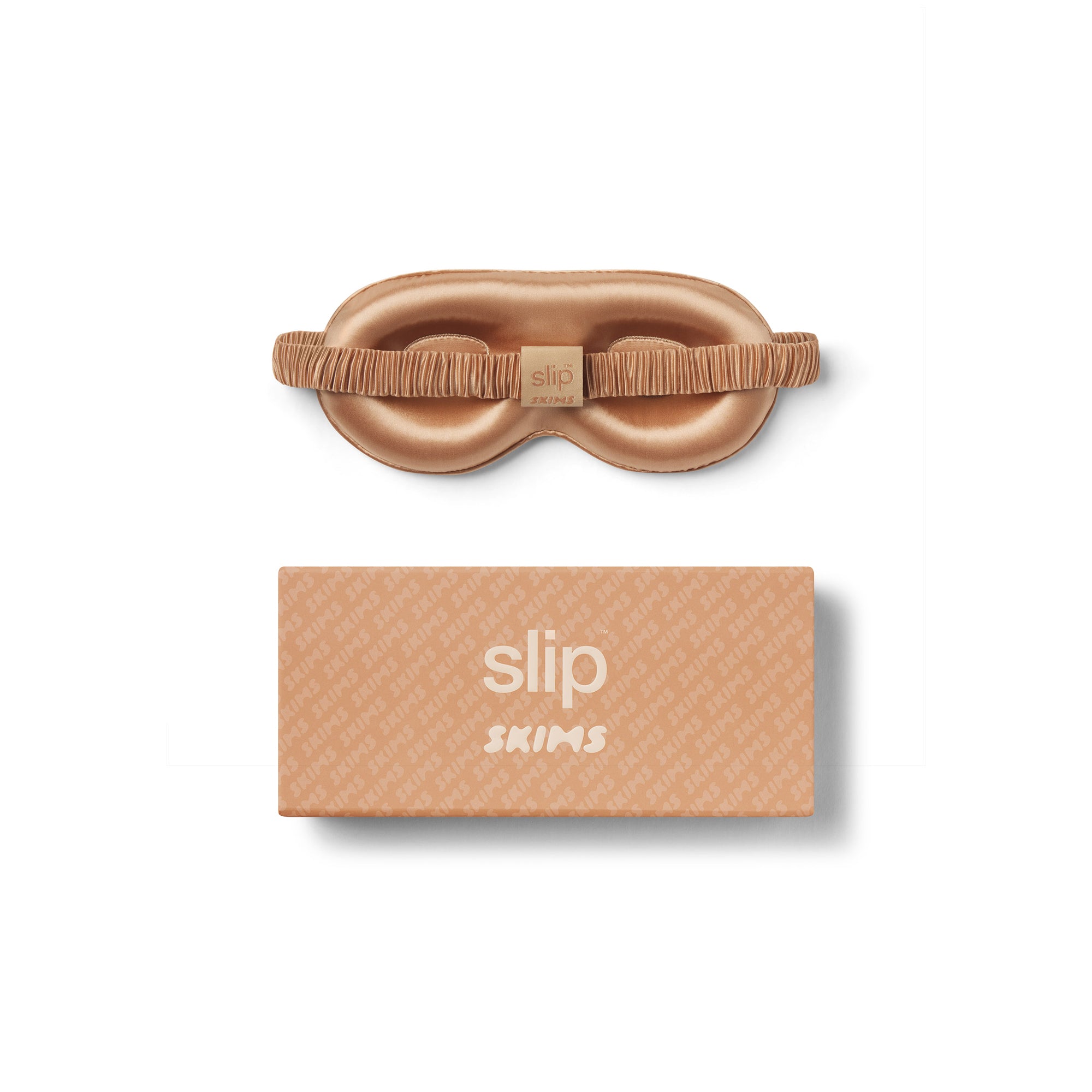 SLIP X SKIMS PURE SILK CONTOUR SLEEP MASK | CLAY FLAT ON A WHITE BACKGROUND | FLT